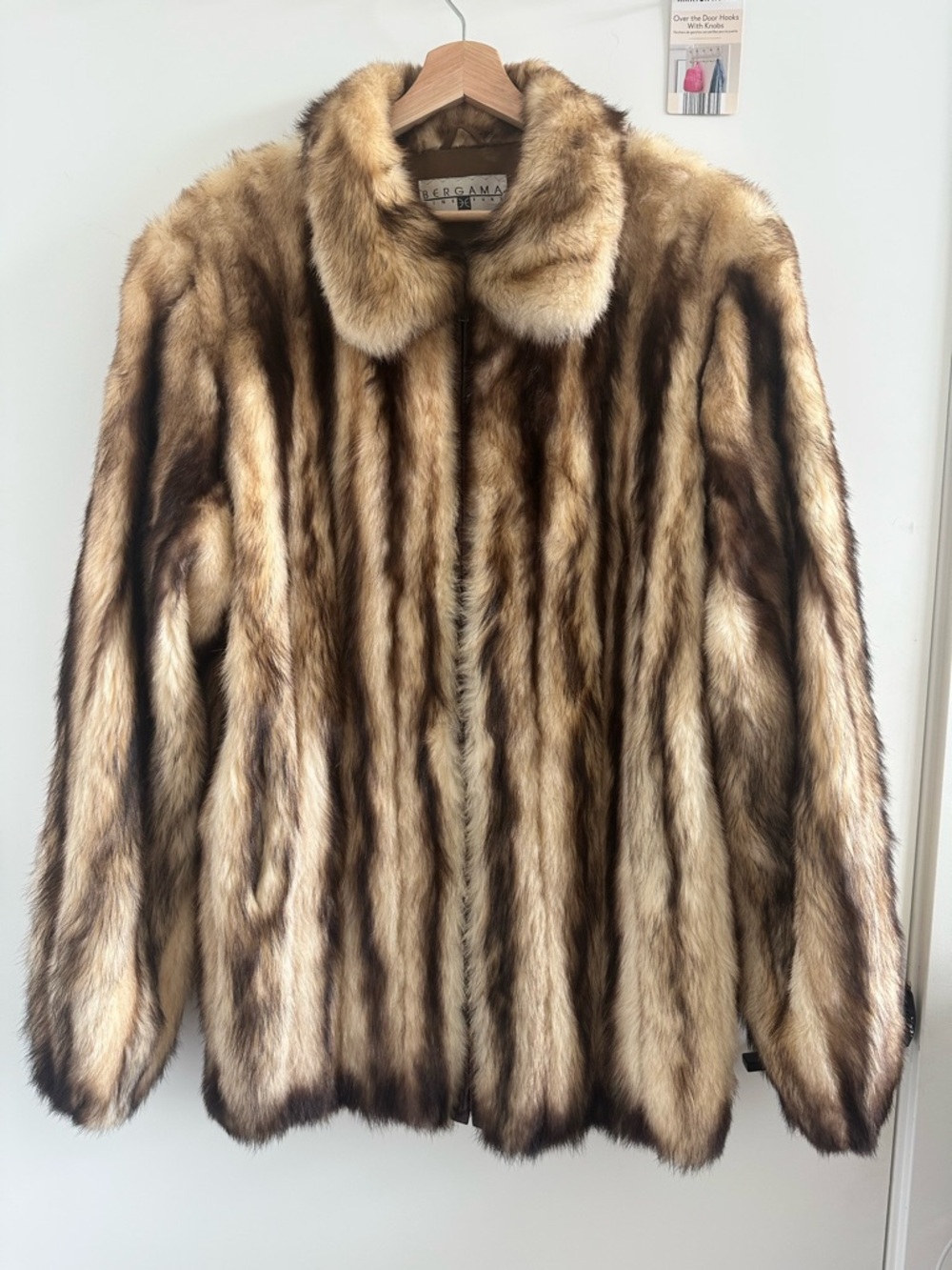 Vintage Bergama Fine Furs Fur Coat 1980s - Neutral Brown & Cream